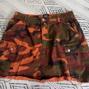 BDG orange camo cargo skirt